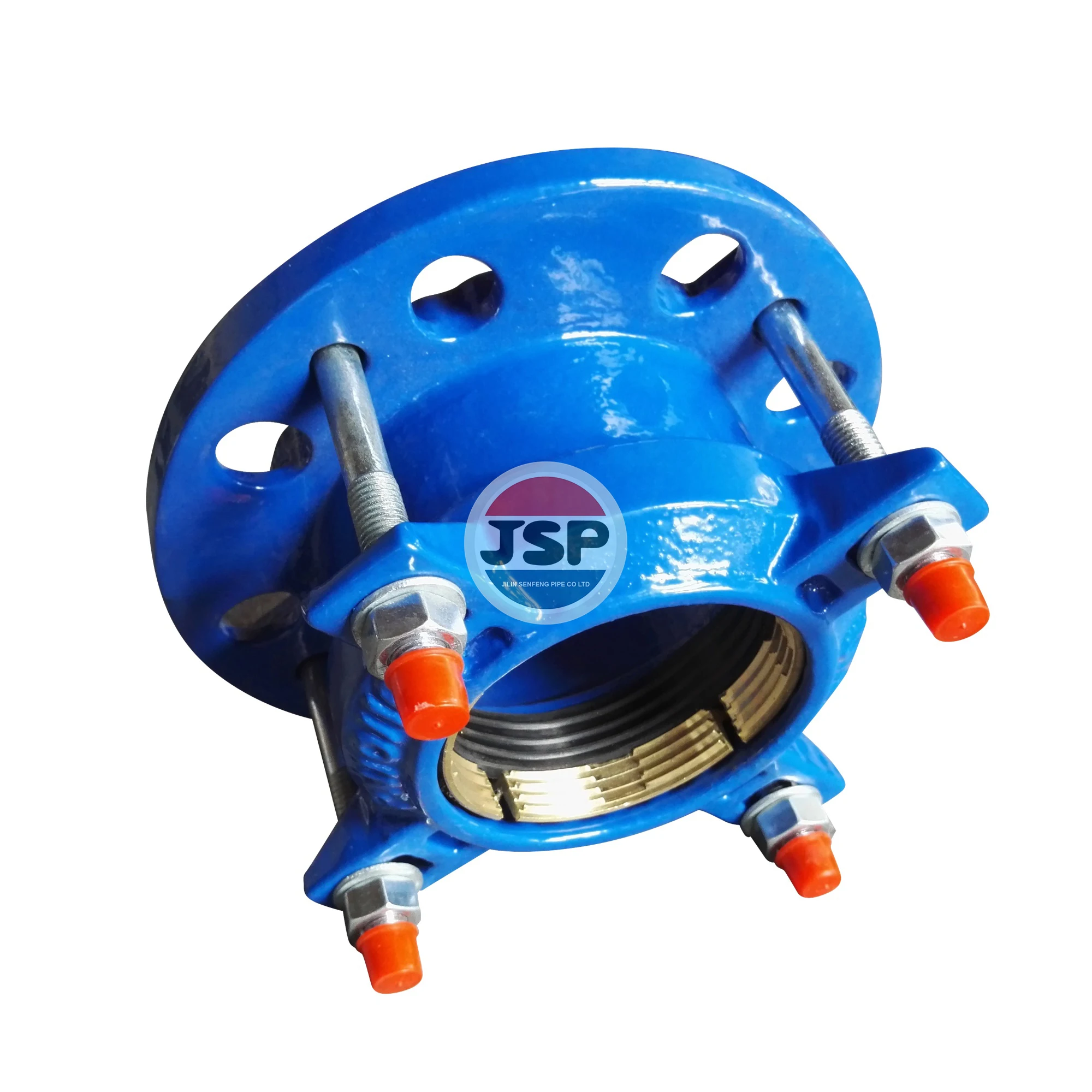 JSP Ductile Iron Flange Adaptor Restrained For HDPE PE DCI Pipe PN10/16/25 Brass Gripper, EPDM Rubber