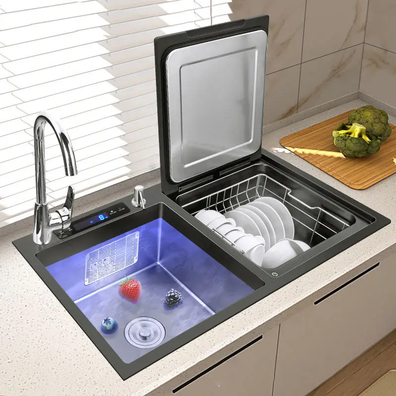 Home European standard built-in kitchen sink with kitchen 8 sets of tableware automatic countertop dishwasher