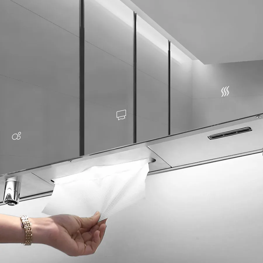 Touchless Wall Mount Stainless Steel Automatic Hand Dryer Toilet Tissue Paper Dispenser Bathroom Cabinet With Mirror