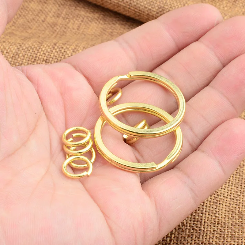 Solid Brass Split Rings 10mm-38mm Double Loop Keyring for key chain accessories