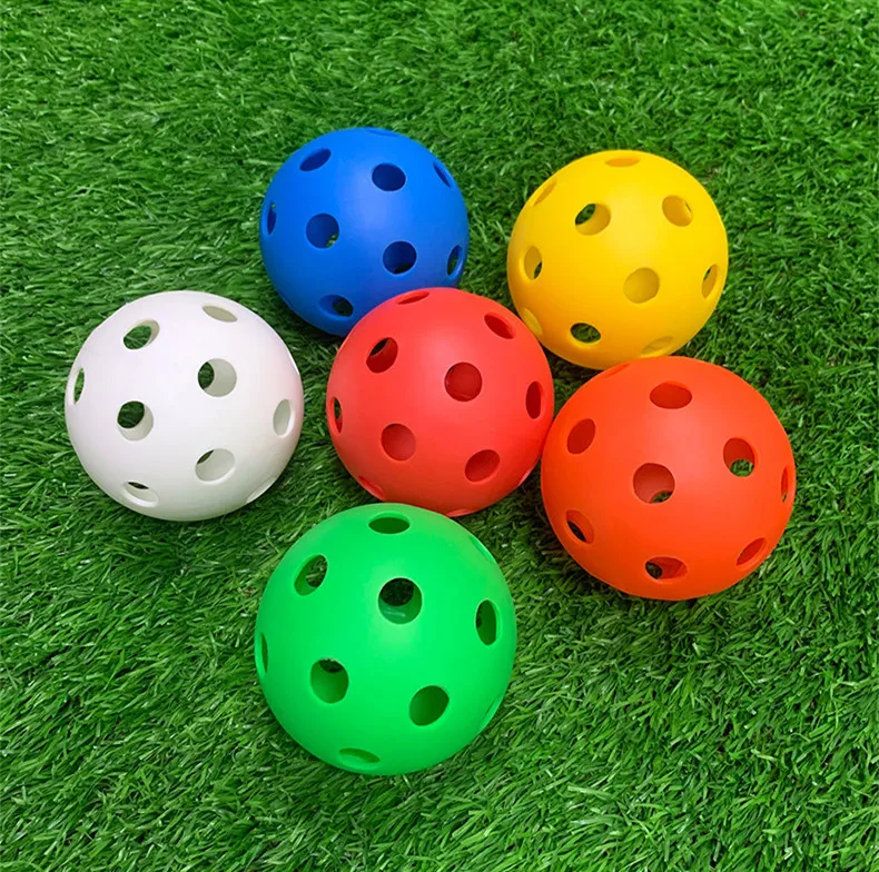 Wholesales multi colors 72mm Bulk Sale Assorted Colors OEM Outdoor Indoor Plastic Mini Pickleball With 26 Holes
