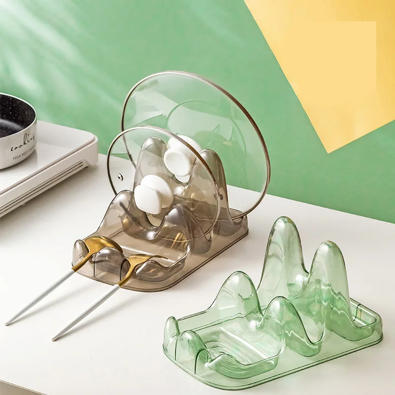 Kitchen Pot Lid Rack Countertop Sitting Storage Holder For Spoon Cooking Spatula Bracket Organizer Pot Lid