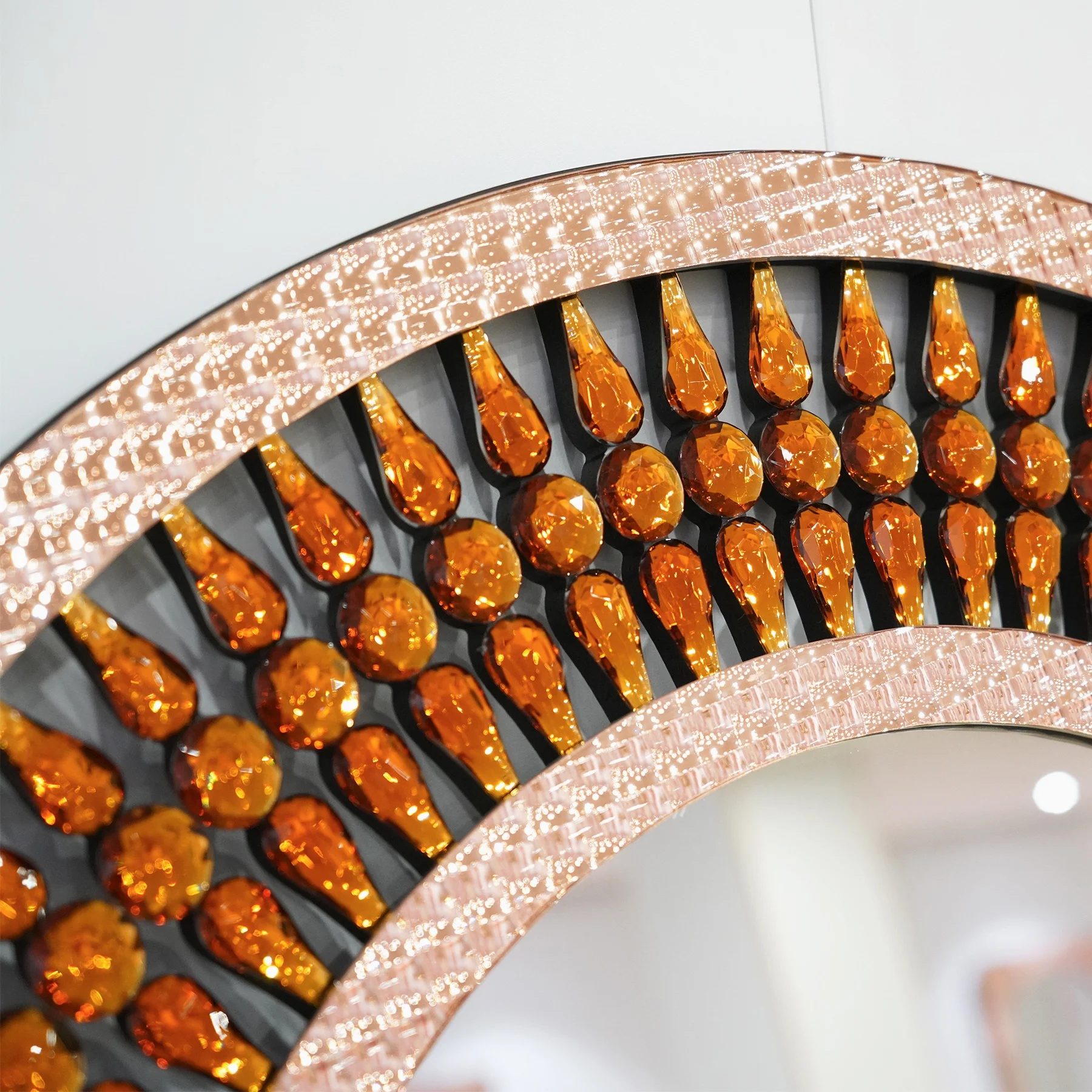 Gold Diamond Sunburst Glass Wall Mirror Big Round Glass Luxury Mirror Home Decor Wall Mirrors