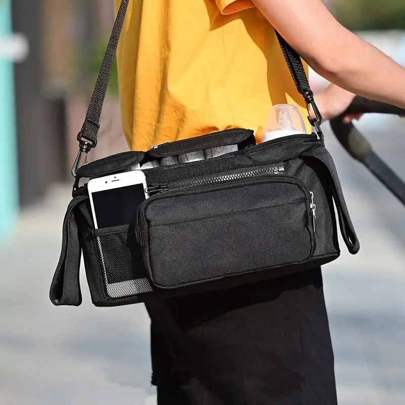 New Product Universal Stroller Organizer Diaper Bags, Cartoon Detachable Baby Stroller Organizer With Cup Holders Phone Bag