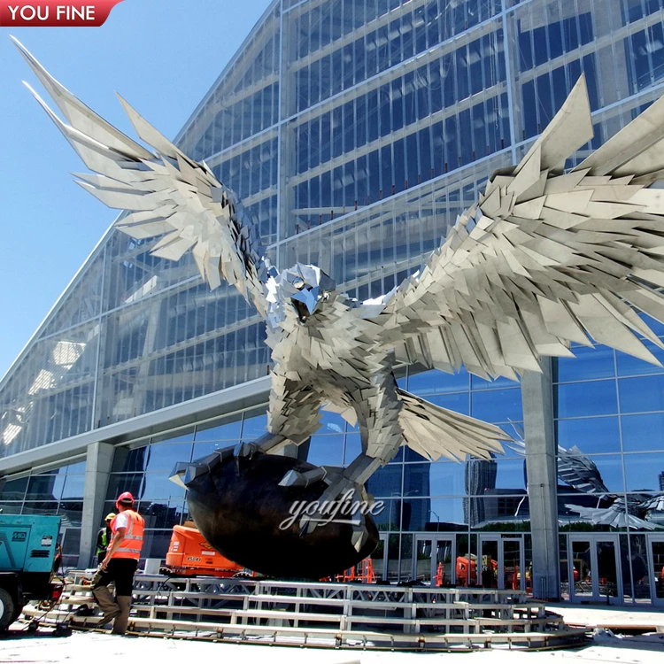 Outdoor Large Art Metal Animals  Stainless Steel Eagle Sculpture