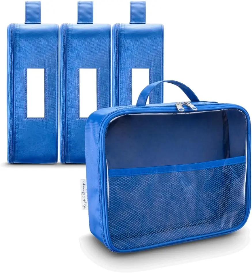 Transparent PVC Zippered Blocks Set Toy Clay Storage Organizer Case Kids books Storage Case Clear tote  Waterproof Storage Bags