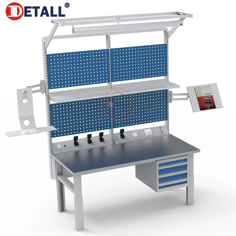 malaysia type esd work table metal industrial steel garage workbench cabinets with drawers for tool storage
