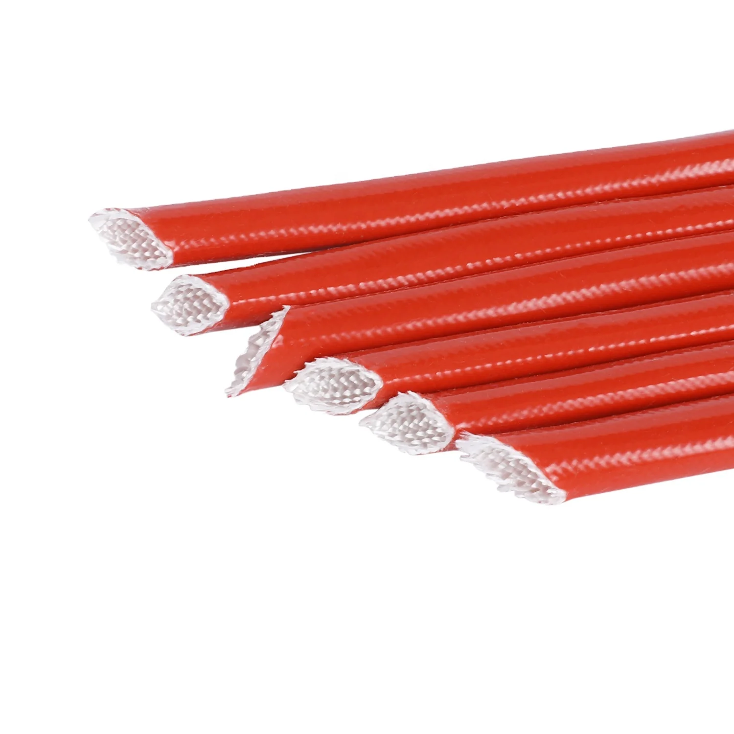 1.5KV Flexible Tear Resistance Silicone Fiberglass Braided Sleeve