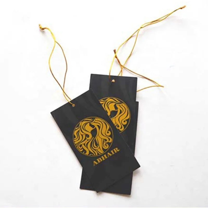 Custom Logo Printing Paper Hangtag Wig Bundle Hair Extensions Labels and Tags for Hair