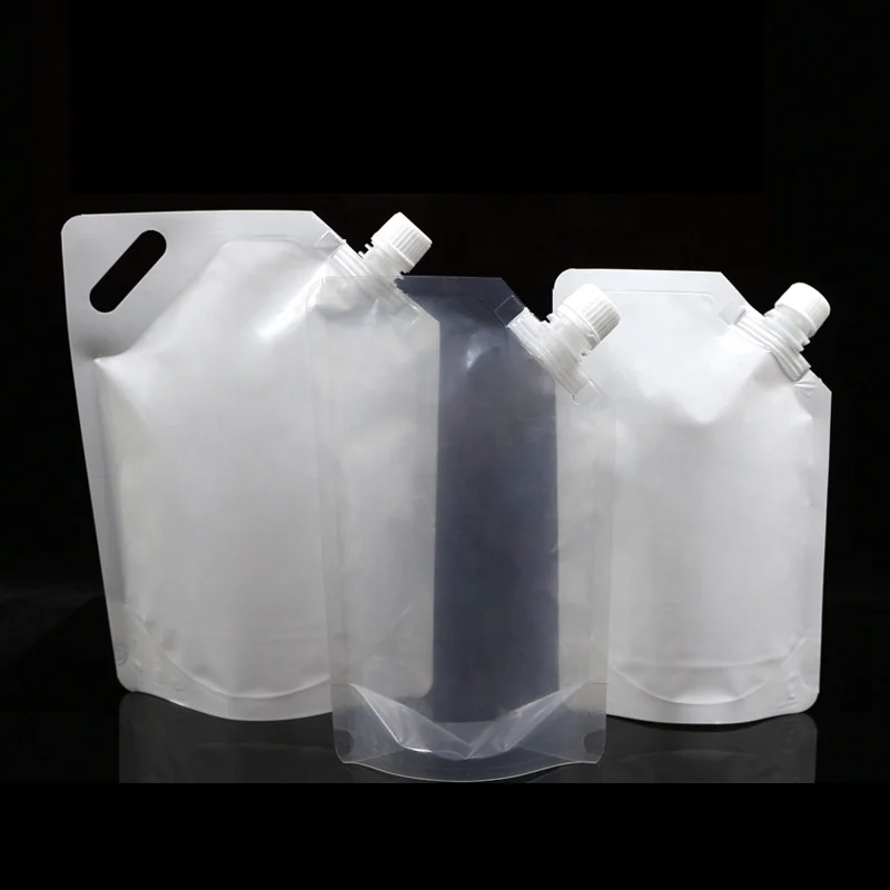 Custom Transparent Aluminum Stand Up Pouch Spout Food Plastic Bag 1l 2l Liquid Doypack Spout Pouch  Plastic Drink Pouches Bag