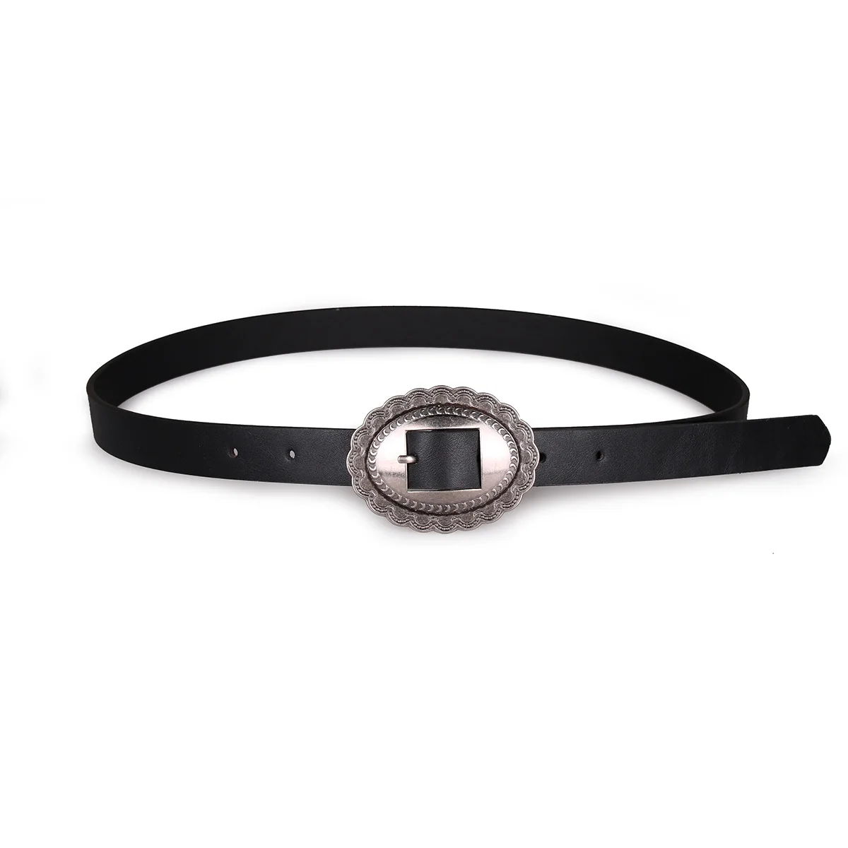 Fashion plain PU leather belt for women ladies belts with retro belt buckle