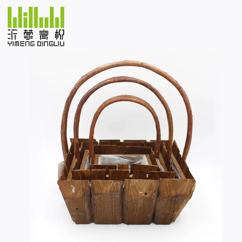 Shandong Factory Custom Craft Basket 100% Handmade Wooden Gourmet Gift Basket