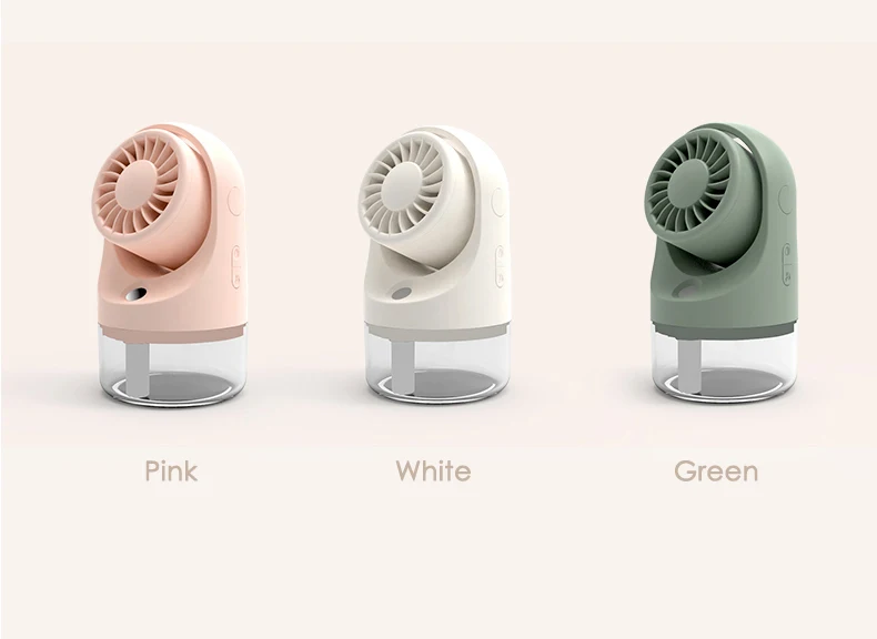 2024 New Type-c rechargeable portable pocket small table fan with mist outdoor handheld air cooling plastic mist summer fan