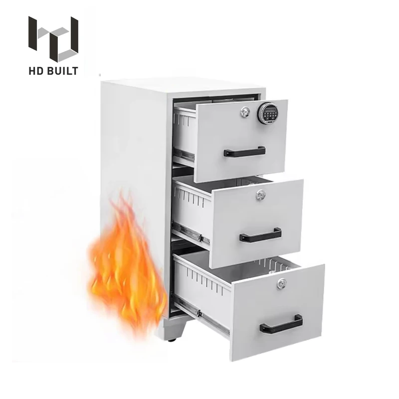 Modern Office Equipment 3 Drawers Steel Fireproof Safe Cabinet Vertical Steel Filing Cabinet