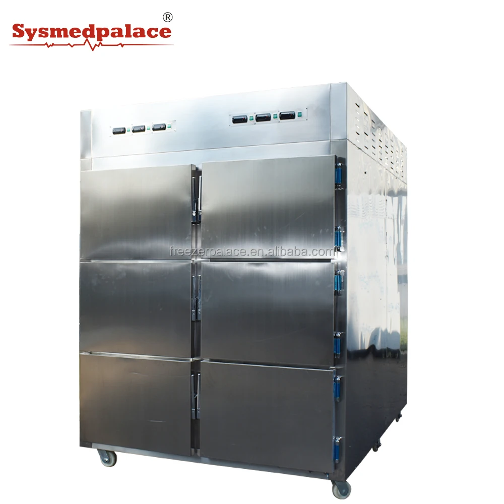 SYSMEDPALACE hot sale 6 cabinet body storage morgue freezer funeral supplies mortuary refrigerators manufacture