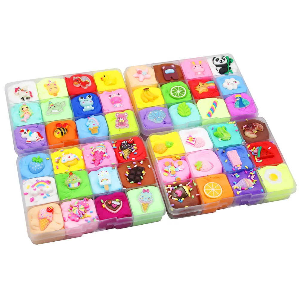 2024 New Fluffy Cotton DIY Slime 12pcs Set Making Kit Kids Supplies Color Toys Putty Slime