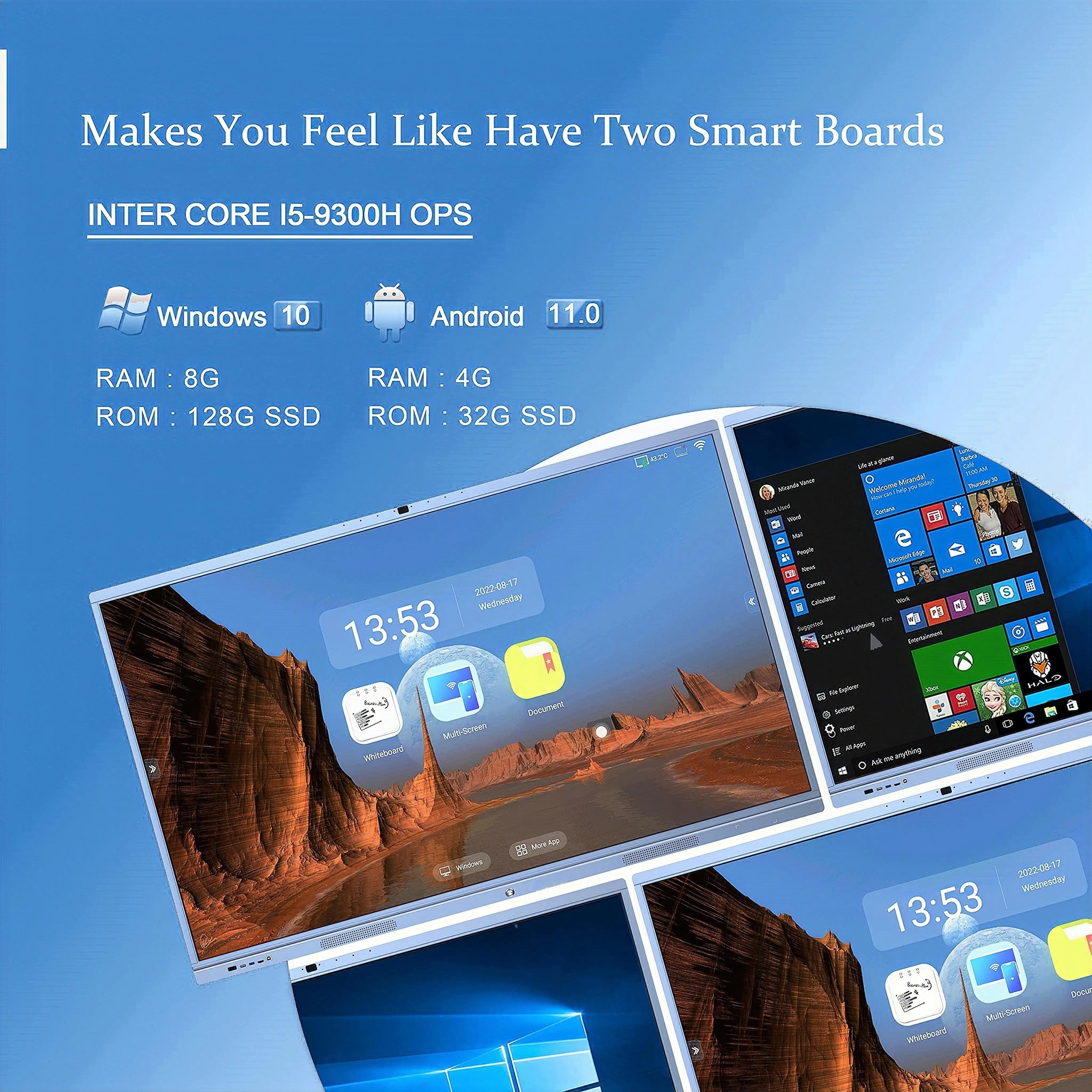 Digital Whiteboard Touch Screen Tv Panel Smart Board Interactive White Display 65 75 86 Inch for School Classroom Teaching