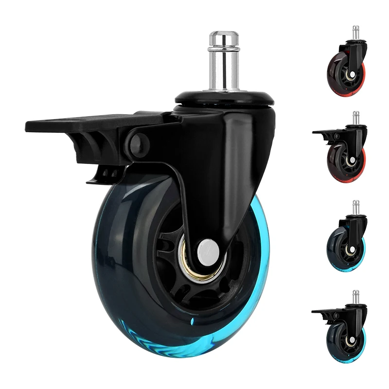 Universal 3 Inch Medical Heavy Duty Industrial Wheel PU Swivel Furniture Chair Caster with Brake Office Chair Caster Wheel