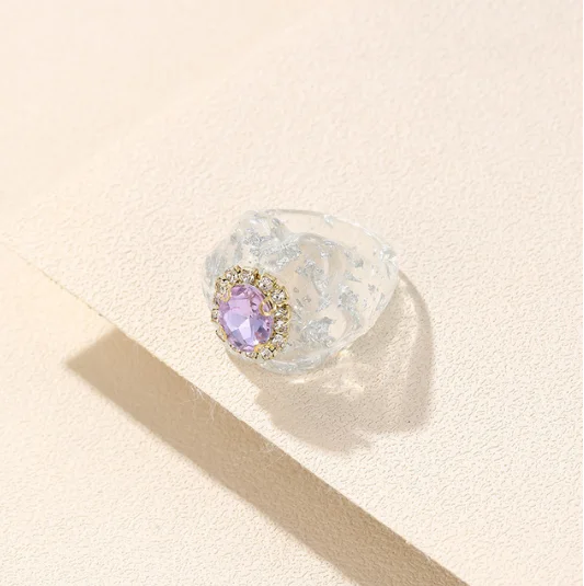 wholesale 2023 popular women neon rings high quality personalized geometric chunky resin ring face nose ring for girls