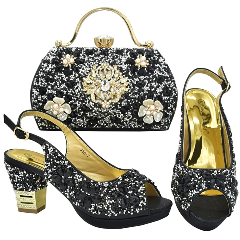 2021 NEW DESIGN shoes woman heels italian and bag set matching african
