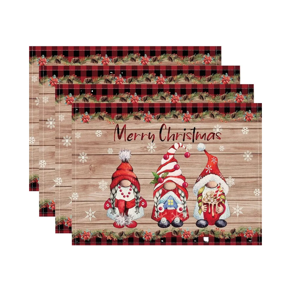 Red Truck Snowman Halloween Board Christmas Placemats 18 Inch Holiday Winter Farmhouse Rustic Place Mats