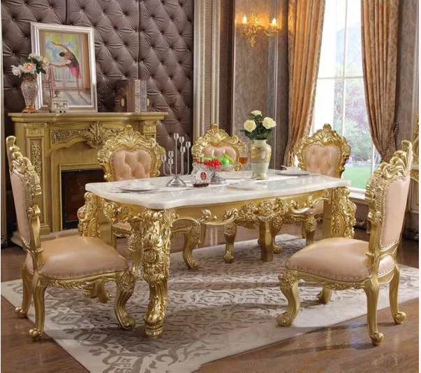 
European Italian classical wooden carved-flower royal dinning room set 