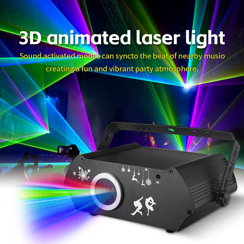 DJ лазерный свет для вечеринки 3D анимация RGB лазерное сценическое освещение DMX512 музыка голосовой контроль диско проекционный
