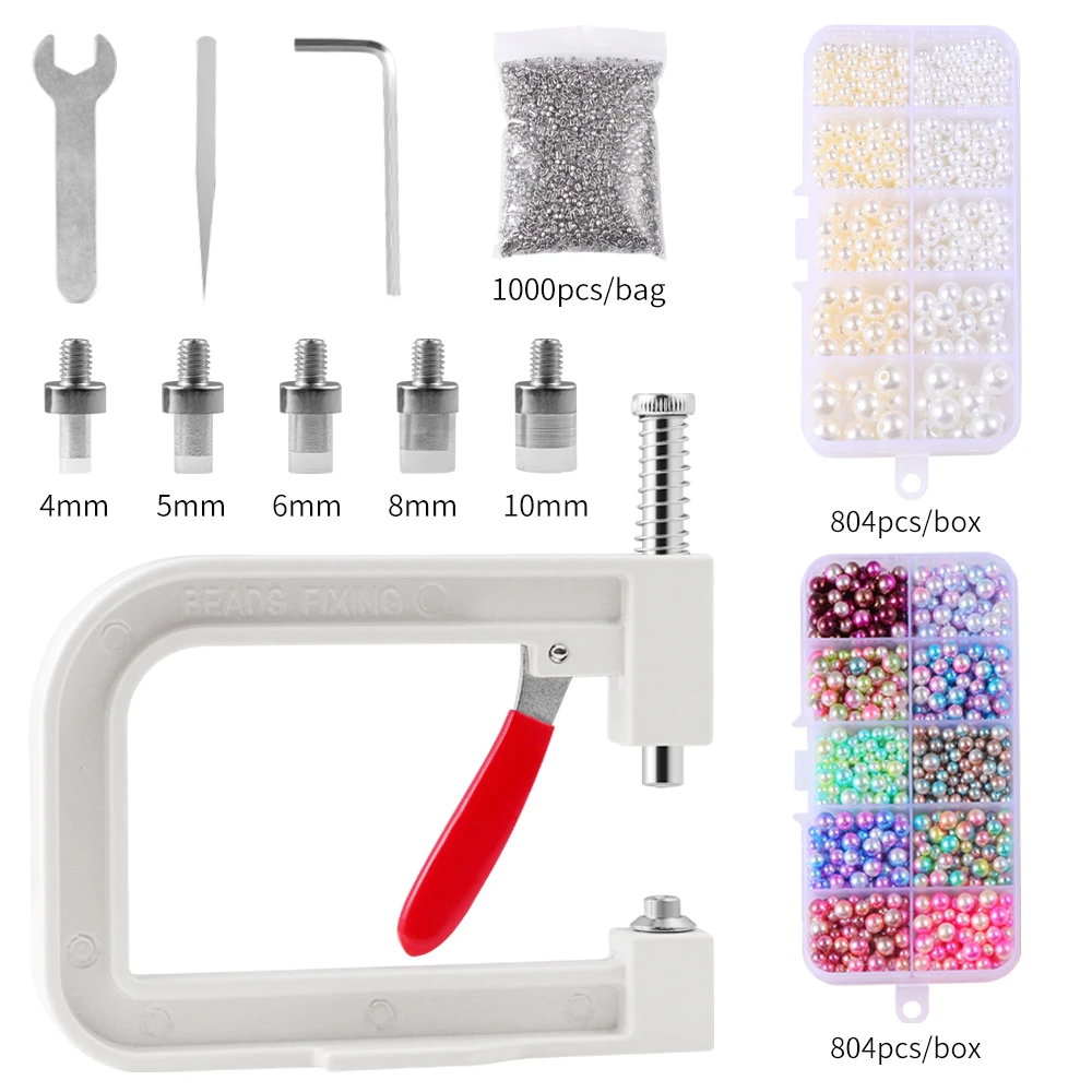 DIY Hand Press Pearl Setting Machine Beads Rivet Fixing Machines For Repair Lace Knit Hat Punching Tools Combination Sales