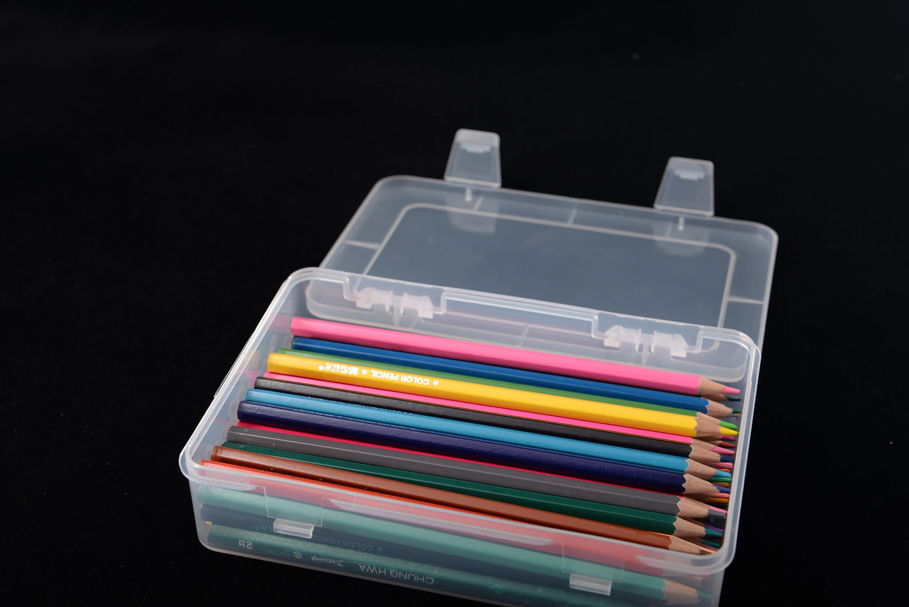 Wholesale plastic pp transparent tool storage box without grid pencil storage box