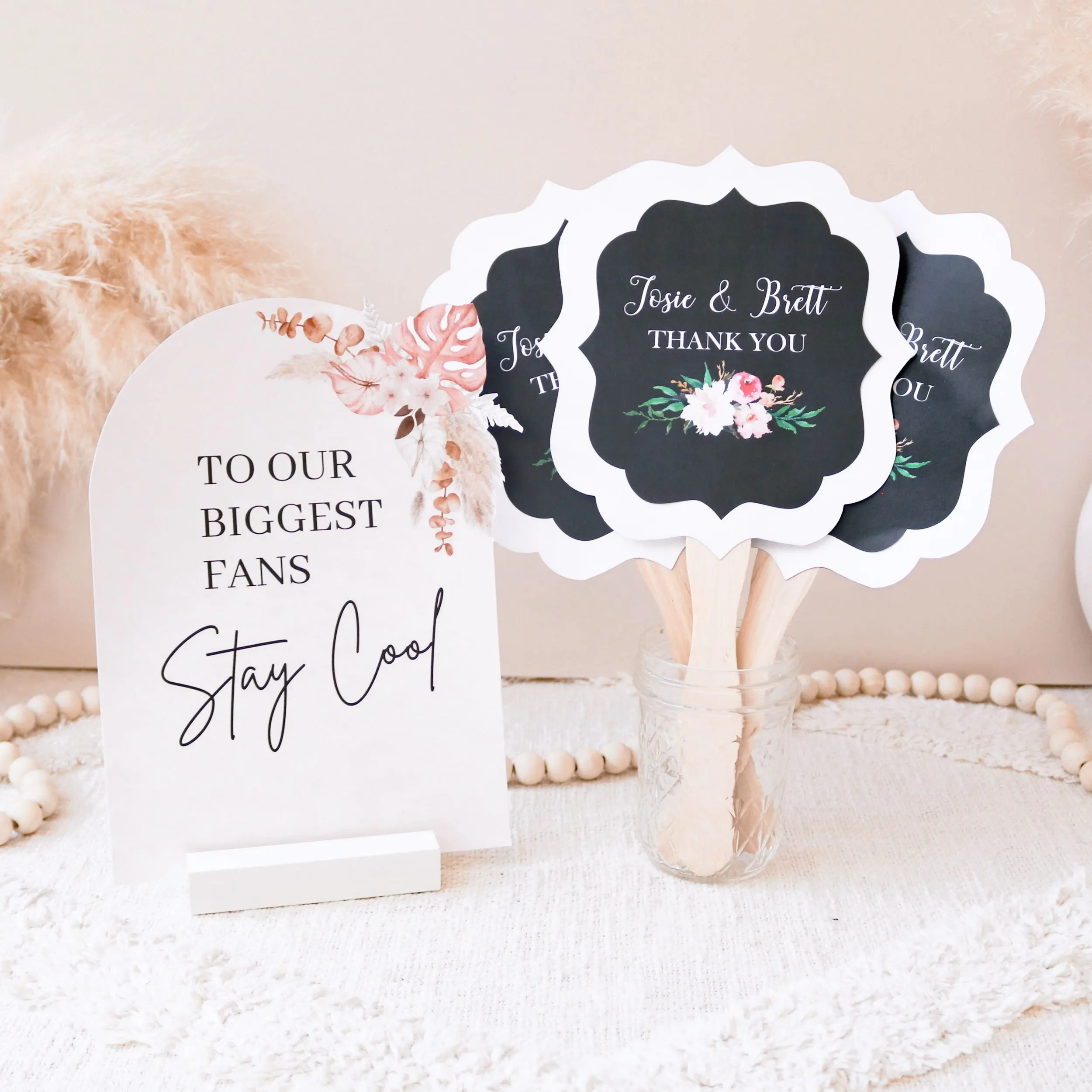 Оптовая Продажа Персонализированные винтажные деревенские деревянные бумажные для рукопашного изготовления Летний Мини ручной свадебный веер гостей