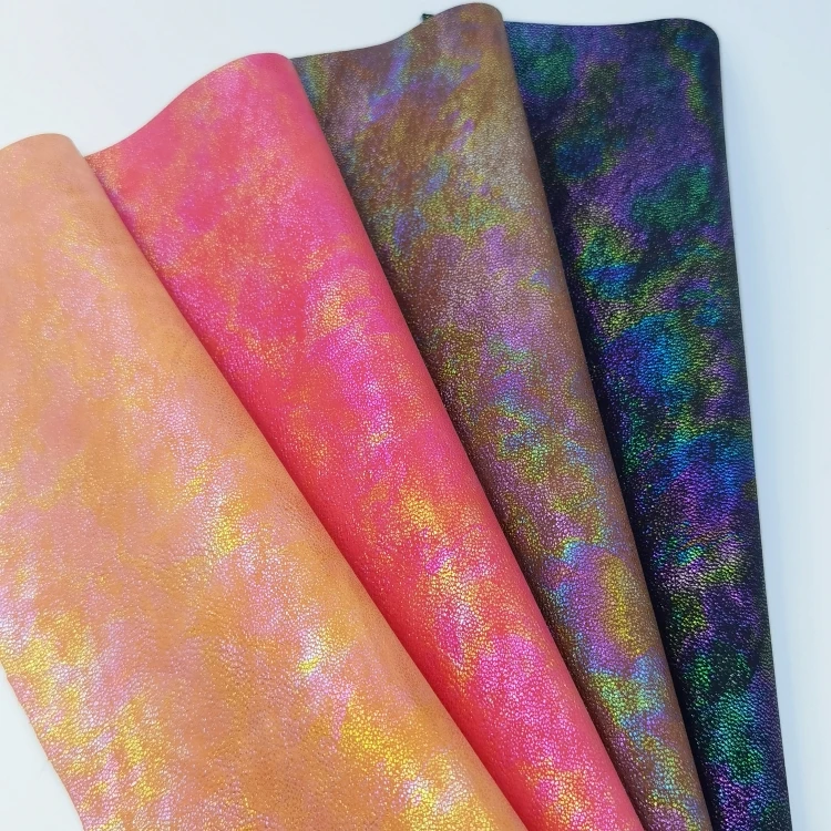 Wholesale Multicolor Rainbow Glitter Fabric 1.0 mm Sequins Pu Leather Wedding Dress Sequin Fabrics and Diy Crafts