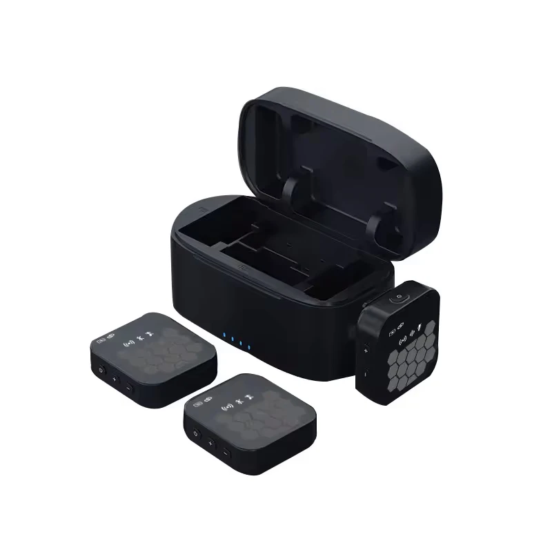 J32 professional   Charging Case Wireless Lavalier Microphone Black ABS Wireless Microphone for Mobile Phone