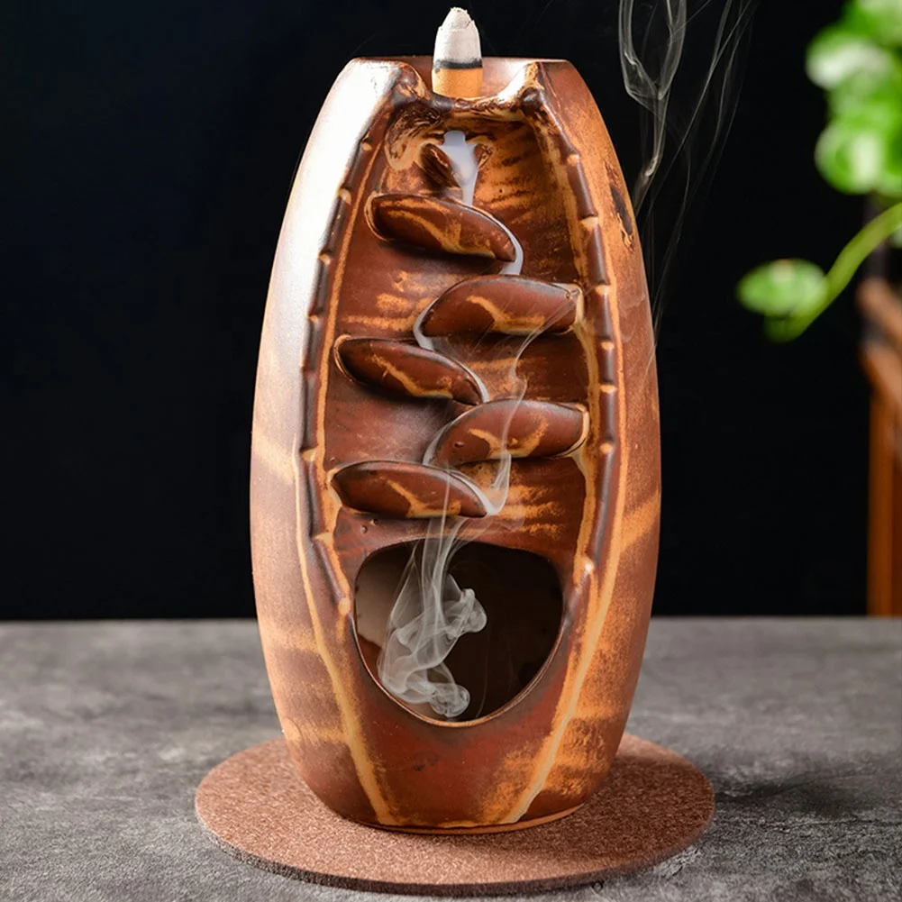 New Design Ceramic Incense Backflow Censer Smoke Waterfall Holder Backflow Incense Burner For Home Desk Decor Office