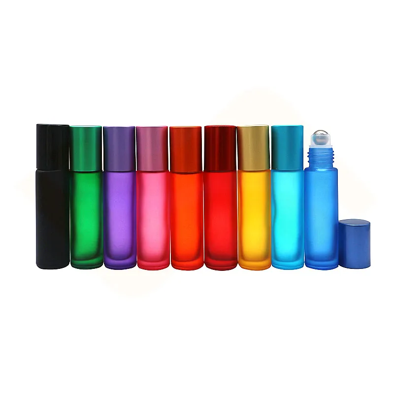 Custom Empty Colorful 10ml Cosmetic Bottle Skin Care Essential Oil Roller Bottle with Screw Cap