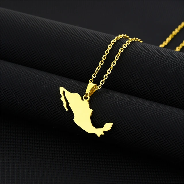 Fashion Mexico Map Pendant Necklace for Men & Women Titanium Steel Gold Silver Color Choker Mexican Outline Jewelry Gifts