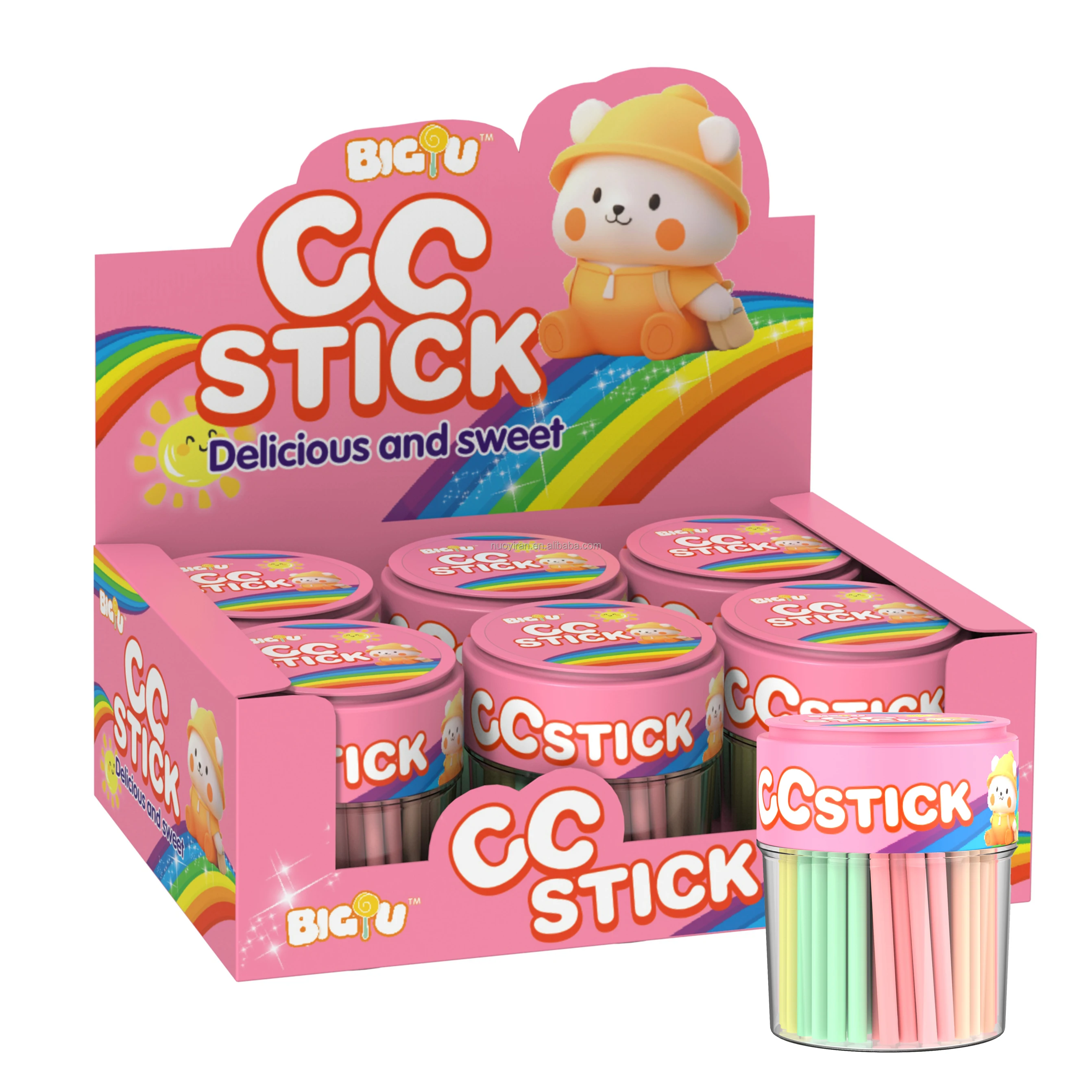 Wholesale high quality and cheap colorful mixed fruity sweet and sour CC stick  candy