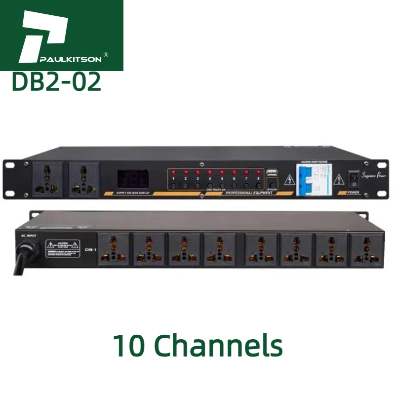 Paulkison Stage Equipment System 10-Outlet Power Sequencer Controller Conditioner Surge Protector Power Supply Regulator