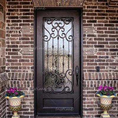 Instime  Cast Wrought Iron Doors Gate Safety Iron Front Entry Rustic Iron Door For Villa