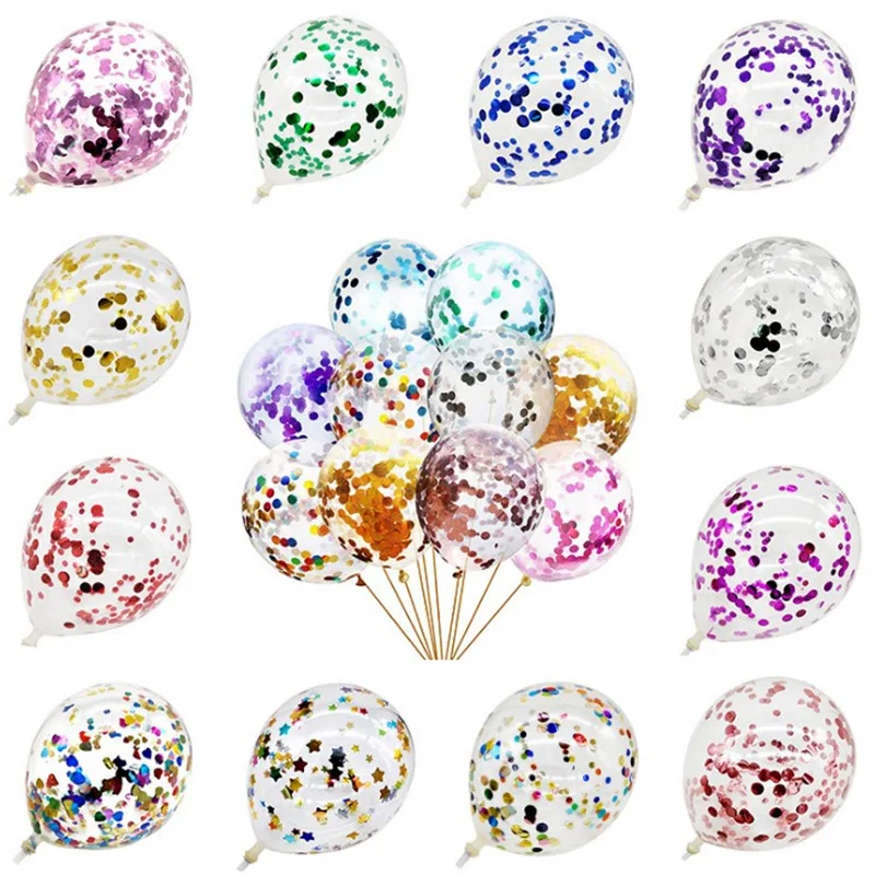 12 Inch Wedding Party Ballons Sequined Decoration Balloon Rose Gold Transparent Confetti Paper Latex Ballons