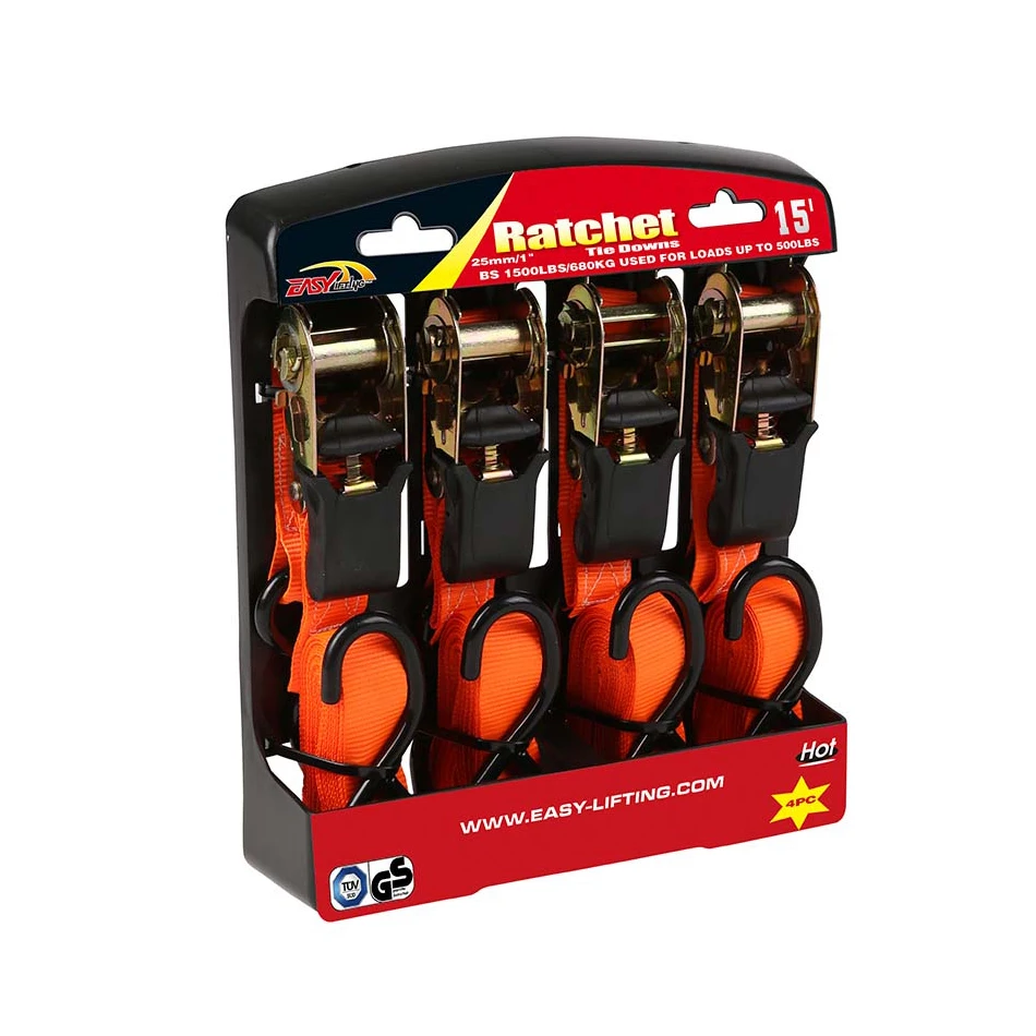 Заказная и маталлическая завязка наивысшего качества, 4 шт. в упаковке 1 дюйм, стяжный грузовой heavy duty ratchet ремень 4 шт. в упаковке