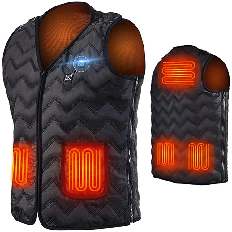 Size Adjustable USB Charging Body Warmer Thermal 5 Heating Pads Jacket Electric Waistcoat Heated Vest for Men or Women