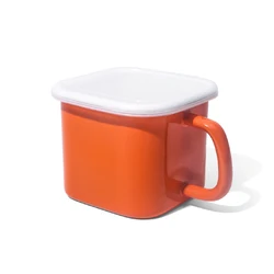 Square Storage Box Enamel Container Milk Pot With Silicone Lid