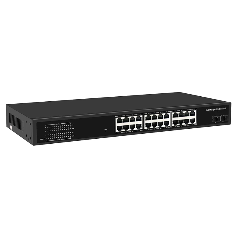 CE ROHS FCC Managed 24 Port Gigabit Ethernet Switch Web Managed IP Phone NVR Network Switches