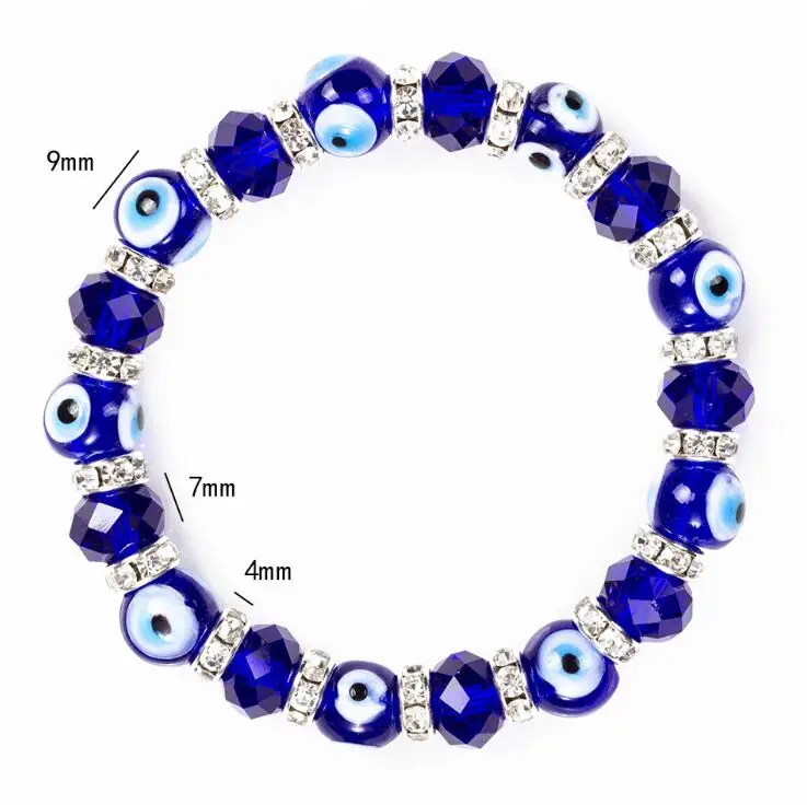 WIIPU Fashion Goods Beaded Jewelry To Wholesale Fashion Turkey Bracelet blue eye beads with rhinestone