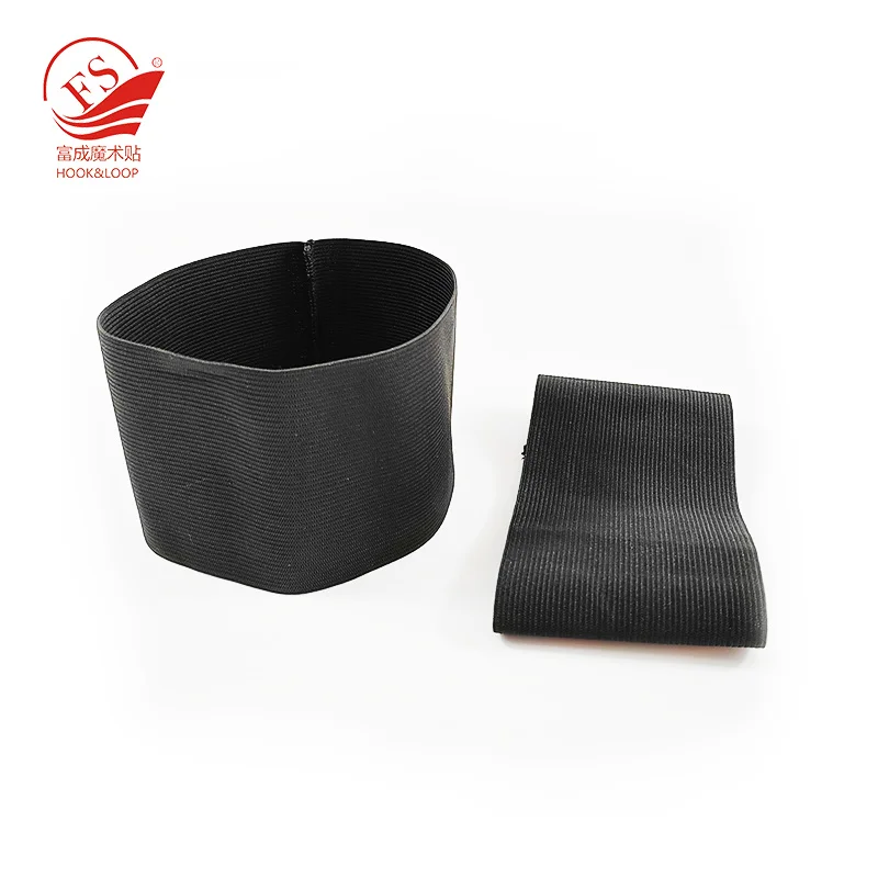 Good Quality 80*320 mm  Elastic Hook And Loop Soccer Football  Captain Armband In Black Color