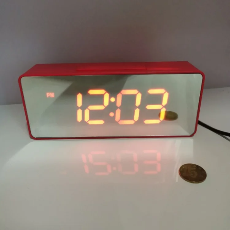 1.3 inch LED mirror panel digital tabletop alarm clock