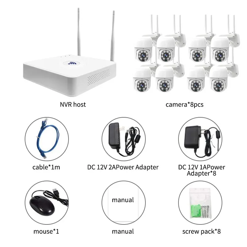 VESAFE Security Camera System 8CH 2MP 4MP 5MP Wifi IP camera NVR Kit With Screen P2P Video Surveillance