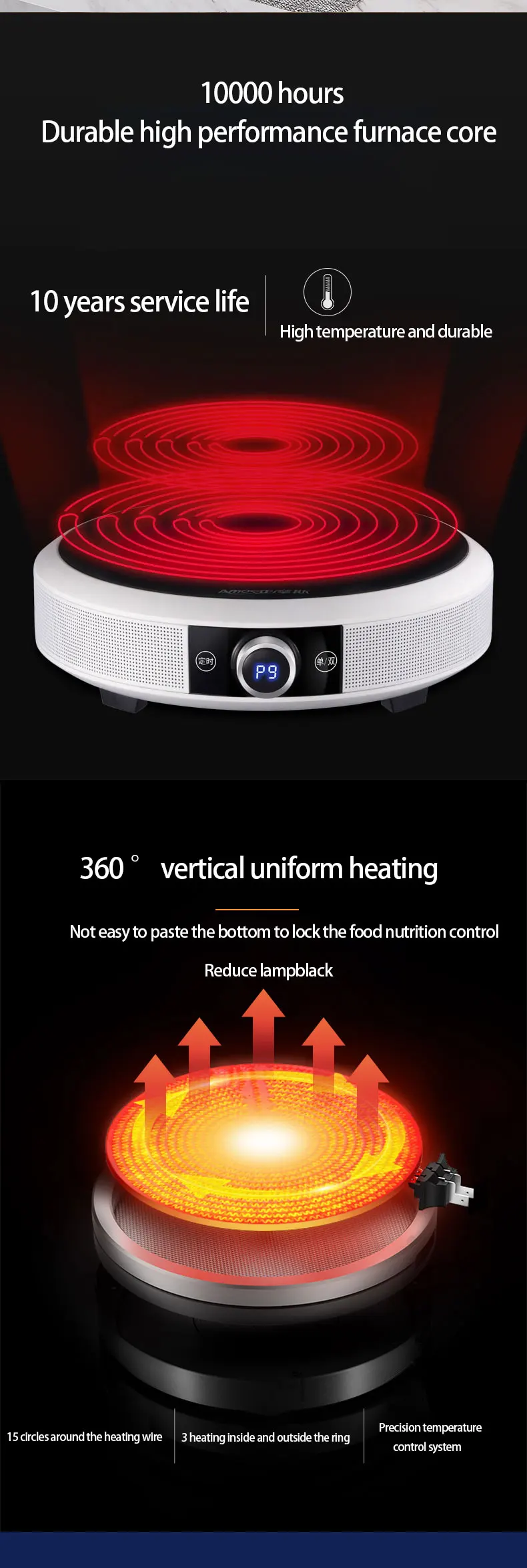 Household Explosion Electromagnetic Stove Intelligent Round Electric Flame Furnace Electric Ceramic Plastic Ce Commercial 1 YEAR