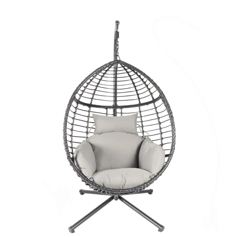 New Wholesale High-quality Egg Swing Chair Cozy Designer Circle Modern Hanging Rattan Indoor OutdoorSwinging Egg Swing Chair