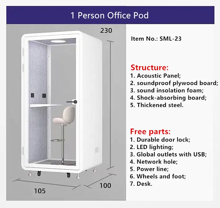 Movable small office privacy phone pod steelcase cubicle pods silent booth for home